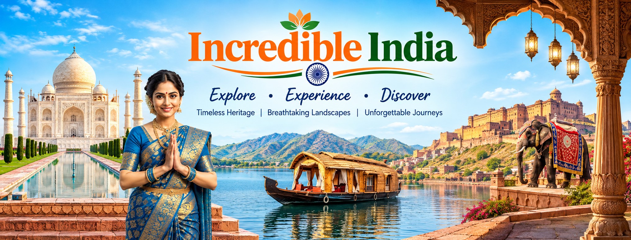 Incredible India — Explore, Experience, Discover. Timeless Heritage, Breathtaking Landscapes, Unforgettable Journeys.